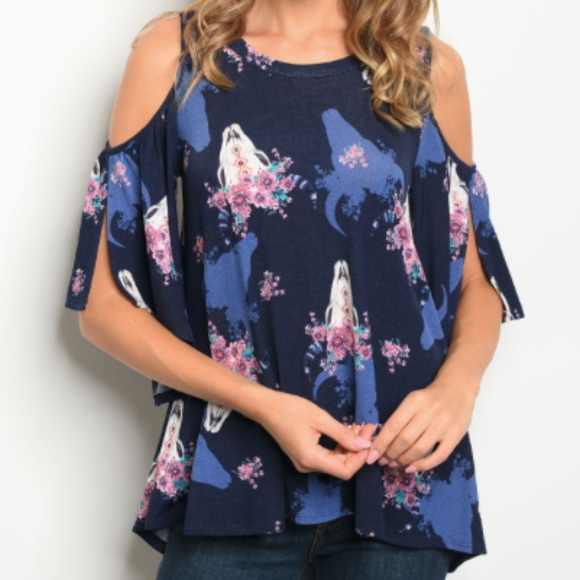 Tops - 🆕 Navy Southern Bull Print Top